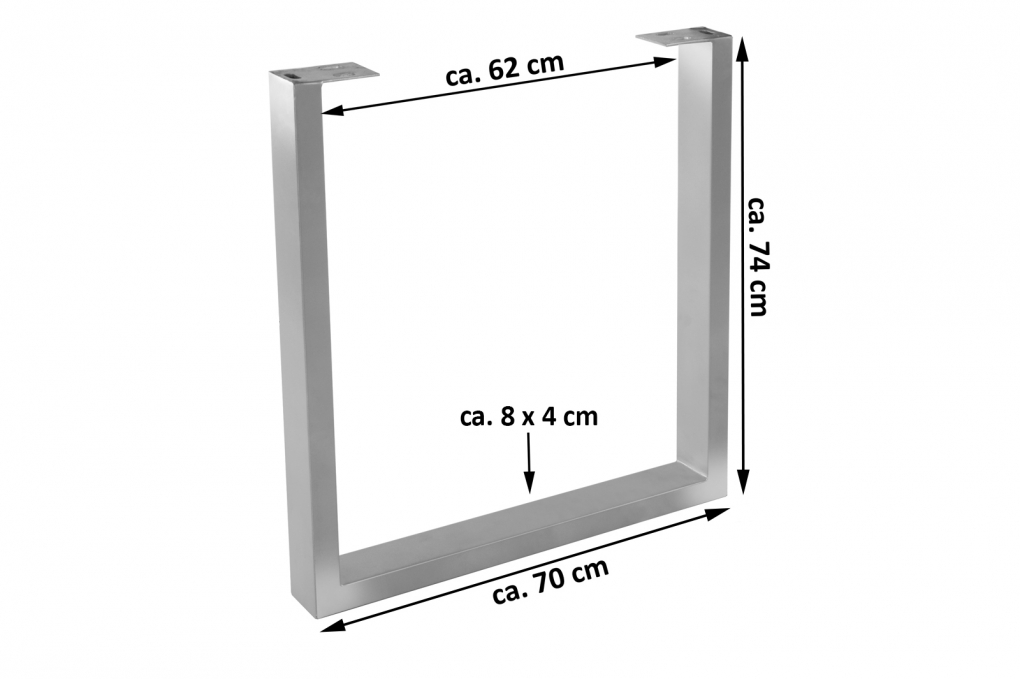 Tischgestell 2er Set Roheisen lackiert 70x10x74 cm silber U-Gestell itemprop=