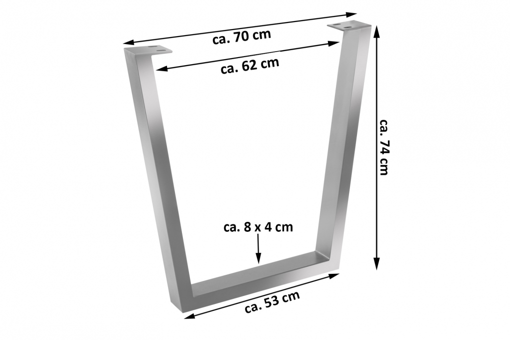 Tischgestell 2er Set Roheisen lackiert 70x10x74 cm silber V-Gestell itemprop=