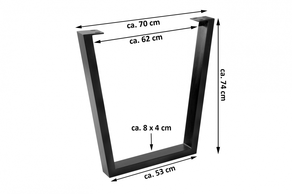 Tischgestell 2er Set Roheisen lackiert 70x10x74 cm schwarz V-Gestell itemprop=