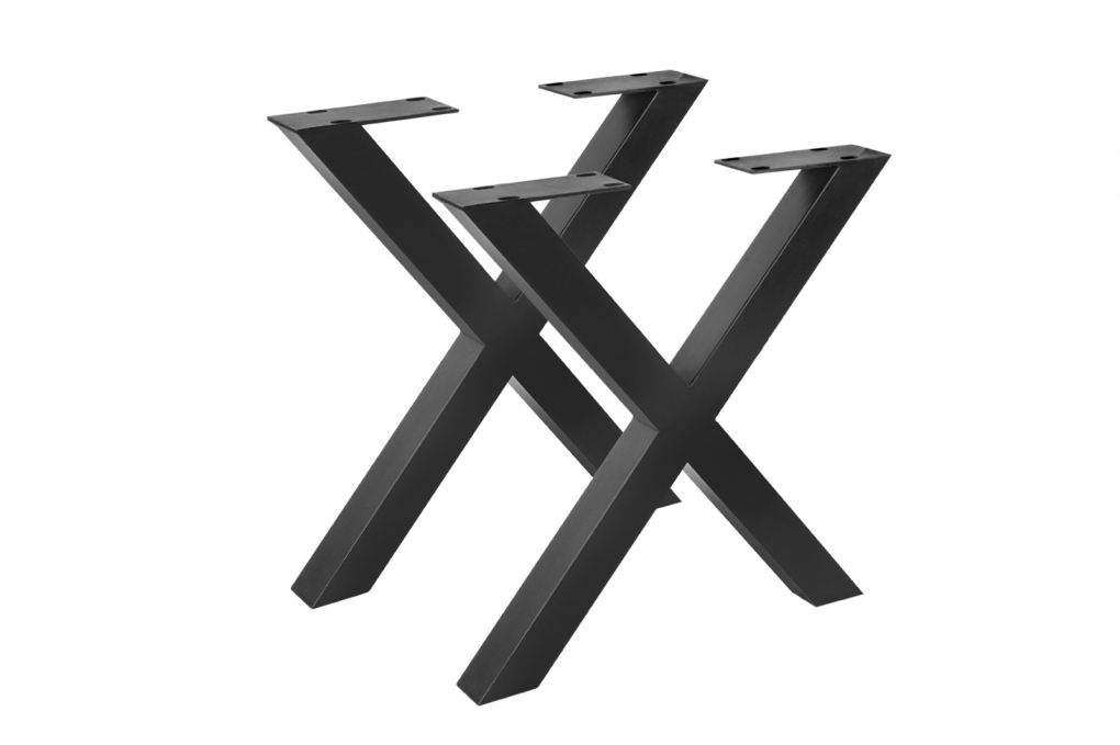 Tischgestell 2er Set Roheisen lackiert 70x10x74 cm schwarz X-Gestell itemprop=
