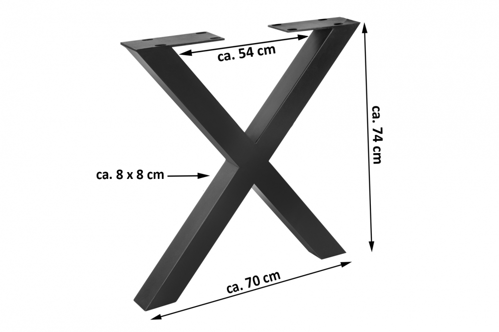 Tischgestell 2er Set Roheisen lackiert 70x10x74 cm schwarz X-Gestell itemprop=