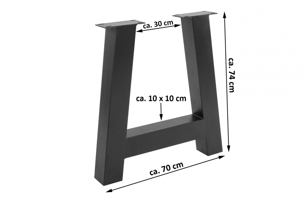 Tischgestell 2er Set Roheisen lackiert 70x10x74 cm schwarz A-Gestell itemprop=