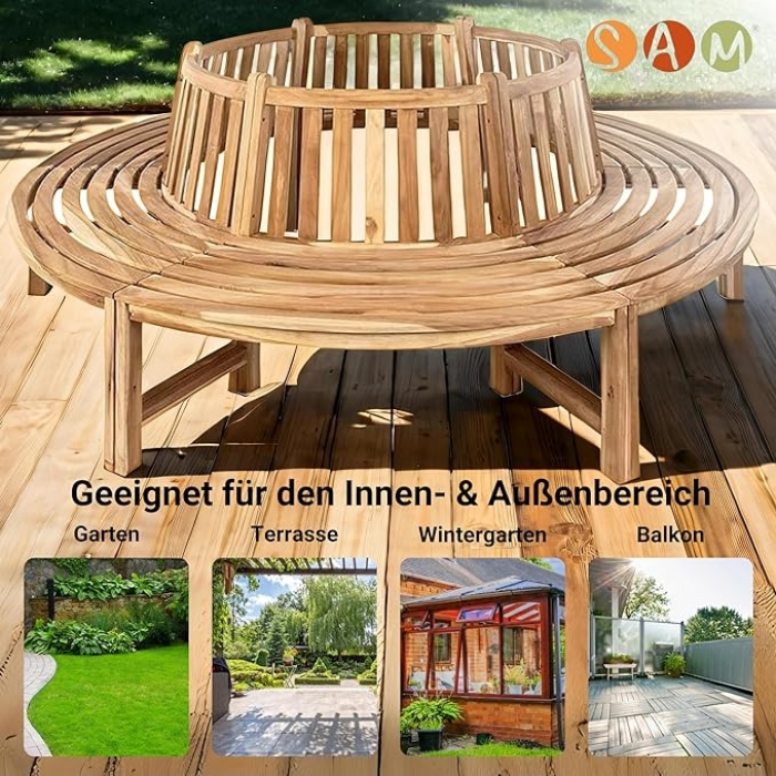 Rundbank 360° Gartenbank Teak massiv ø220 cm TIMO itemprop=