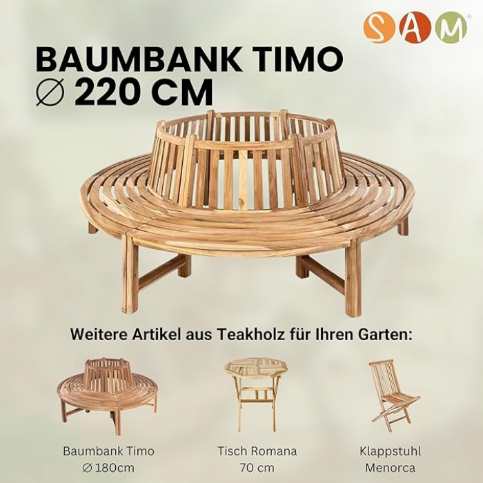 Rundbank 360° Gartenbank Teak massiv ø220 cm TIMO itemprop=