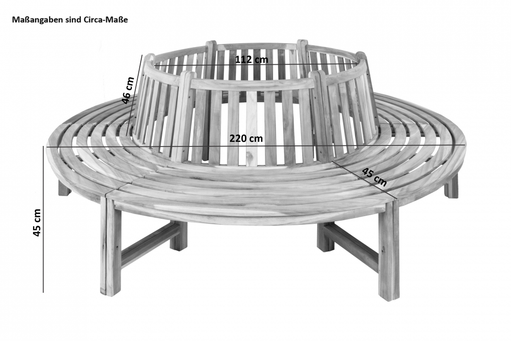 Rundbank 360° Gartenbank Teak massiv ø220 cm TIMO itemprop=