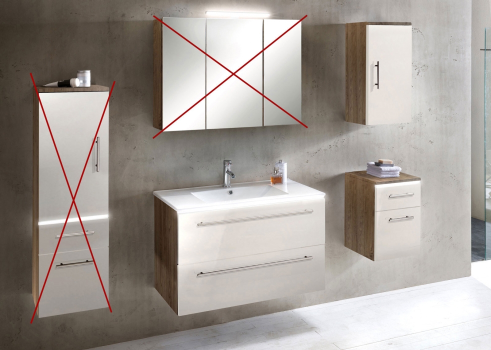 Bad 3tlg Sanremo-Weiß 90 cm DAVOS LED itemprop=