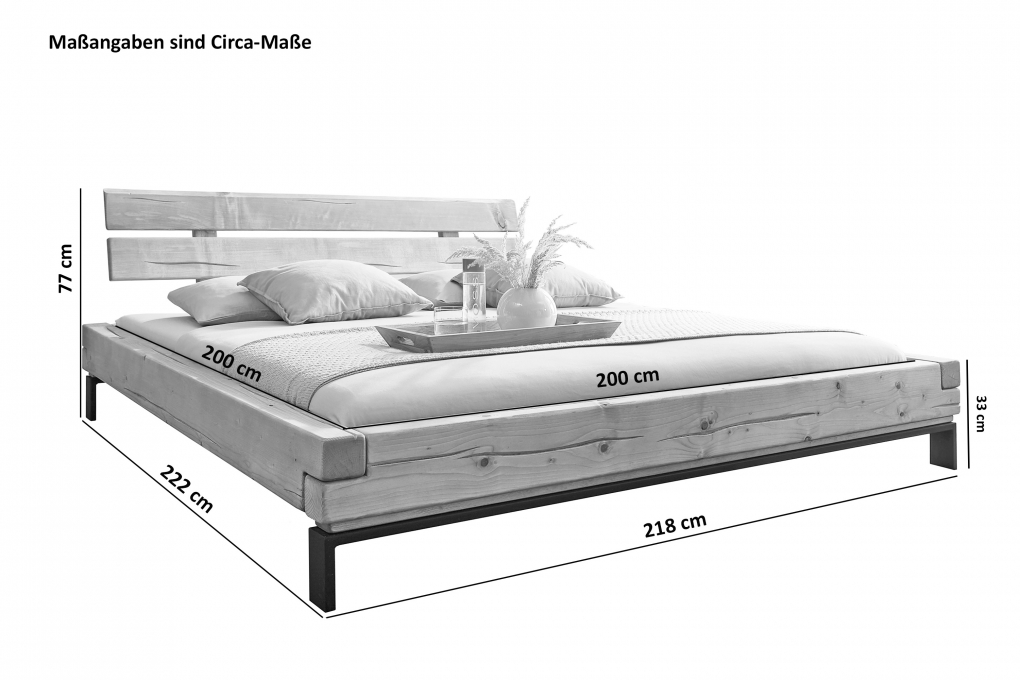 Balkenbett Massivholzbett 200 x 200 cm Fichte Feliz itemprop=