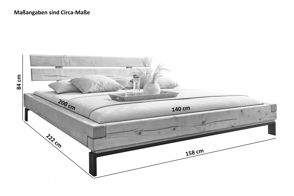 Balkenbett Massivholzbett 140x200 cm Fichte Feliz itemprop=
