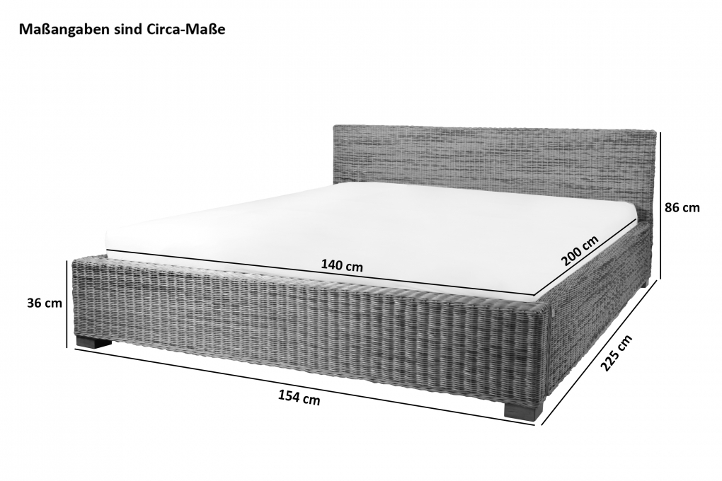 SAM® Rattanbett Doppelbett 200 x 200 cm Rattan Slash itemprop=