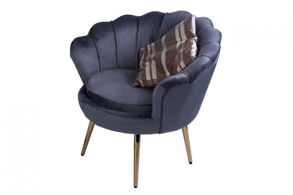  Armlehnsessel Polstersessel Samt Anthrazit Retro-Look BIG CHAIR itemprop=
