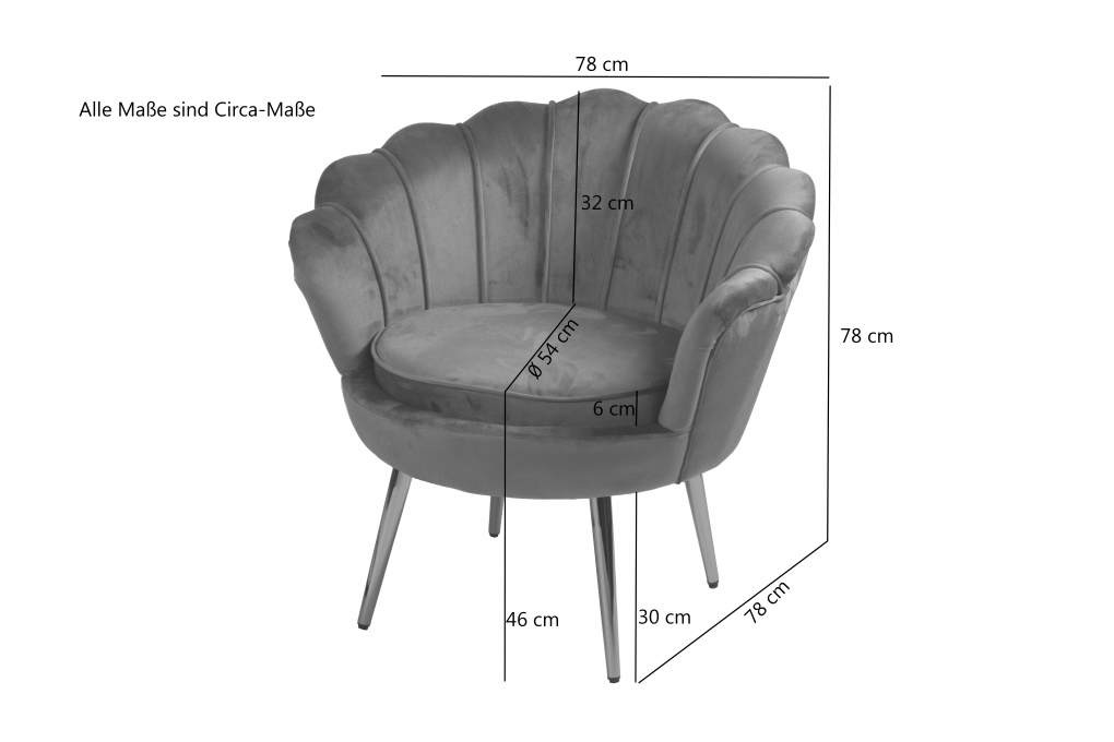 SAM® Armlehnsessel Polstersessel Samt Anthrazit Retro-Look BIG CHAIR itemprop=