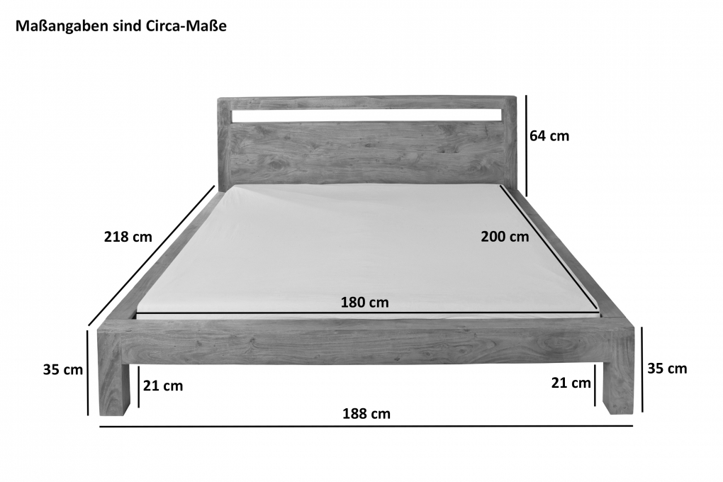 Massivholzbett 180 x 200 cm Akazie nougat BEA itemprop=