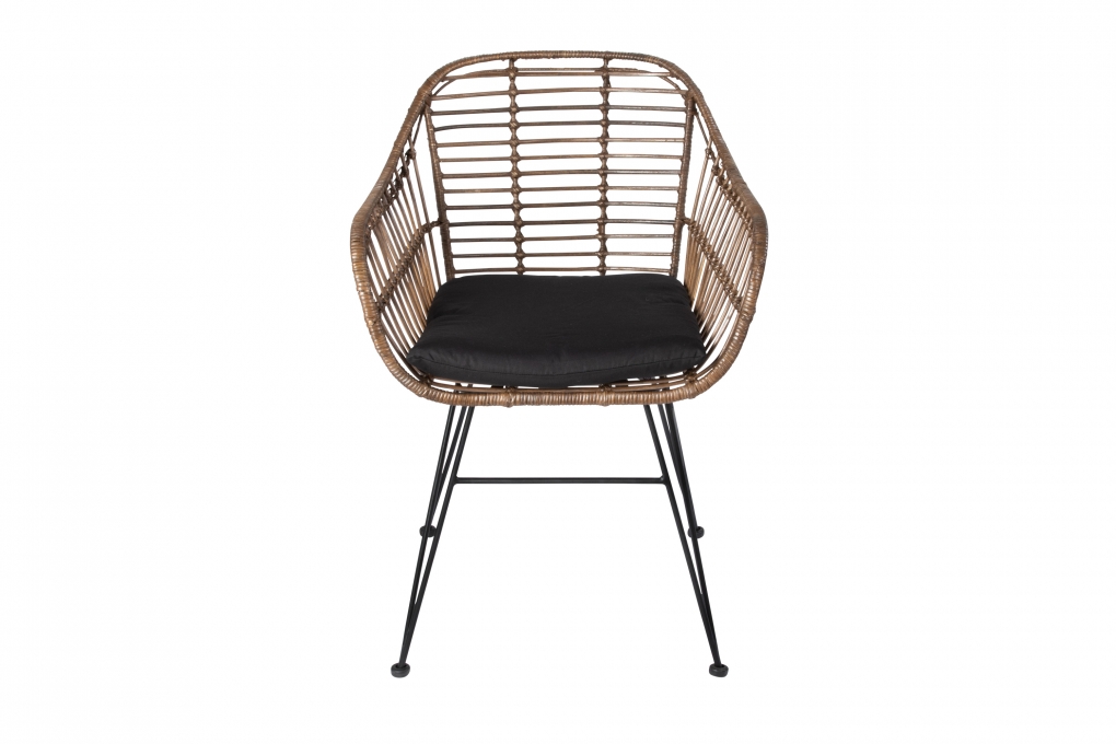 Esszimmerstuhl Armlehnenstuhl Rattan Farbe braun inkl. Kissen ANTALYA itemprop=