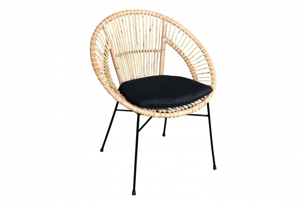 Esszimmerstuhl Korbstuhl Rattan Farbe natur inkl. Sitzkissen GENUA itemprop=