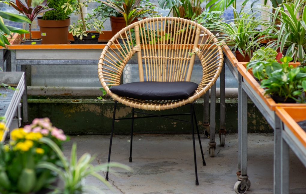 Esszimmerstuhl Korbstuhl Rattan Farbe natur inkl. Sitzkissen GENUA itemprop=