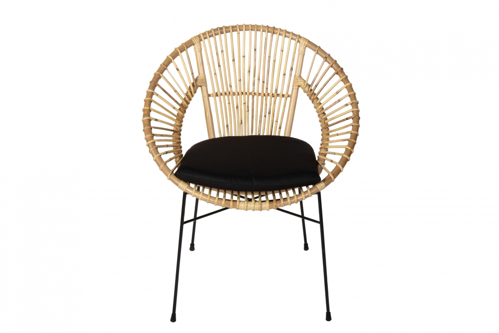 Esszimmerstuhl Korbstuhl Rattan Farbe natur inkl. Sitzkissen GENUA itemprop=