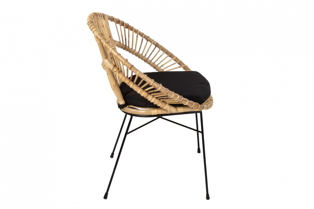 Esszimmerstuhl Korbstuhl Rattan Farbe natur inkl. Sitzkissen GENUA itemprop=