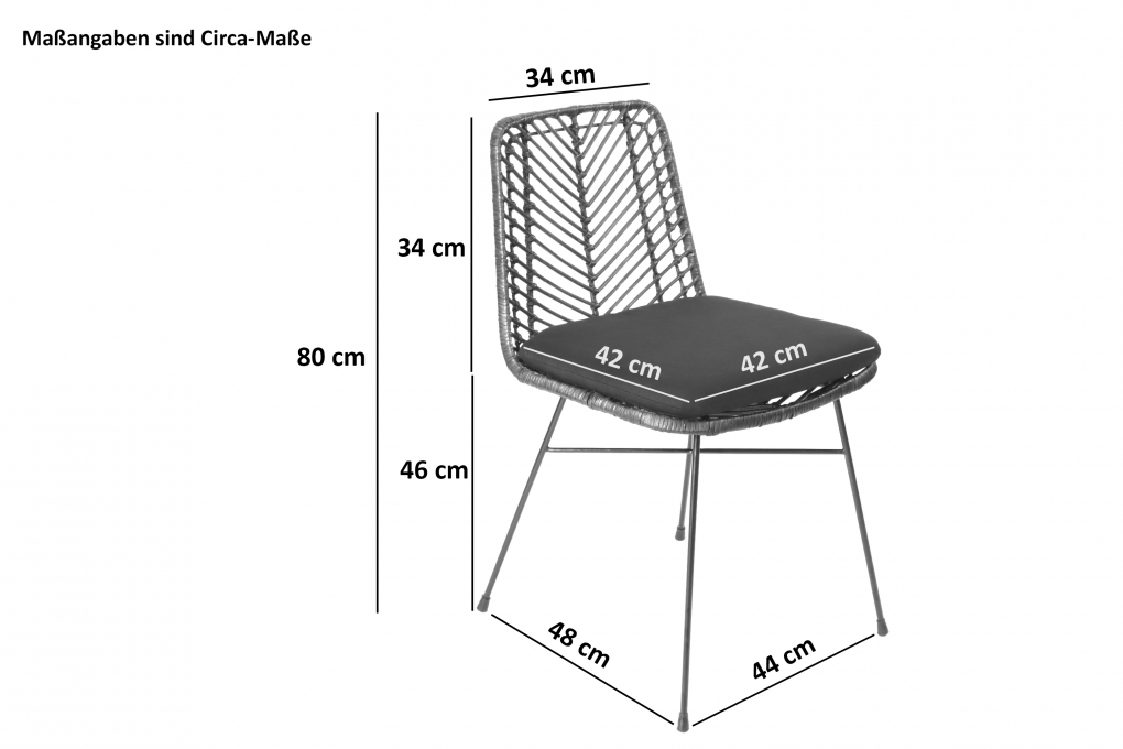 Esszimmerstuhl Korbstuhl Rattan Farbe braun inkl. Sitzkissen DETROIT itemprop=