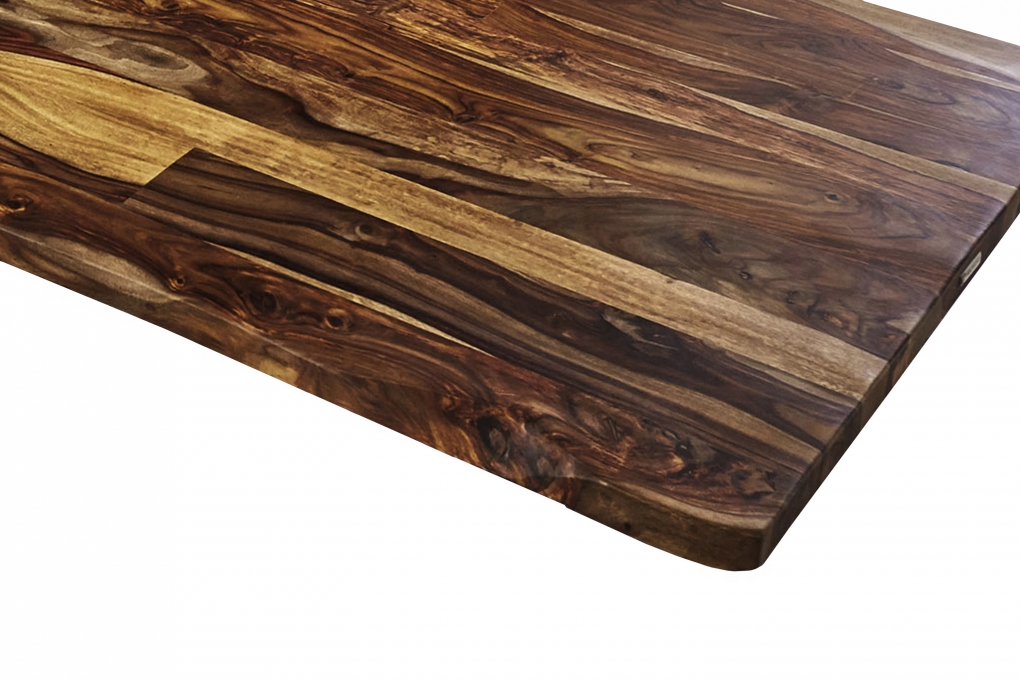 Baumkante Esstisch Sheesham shinafarben  280x100 A-Gestell schwarz Lotti itemprop=