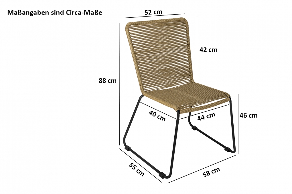 Gartensessel Gartenstuhl Outdoor-Seilstuhl Farbe Taupe mit Eisen-Gestell in schwarz ISRA itemprop=