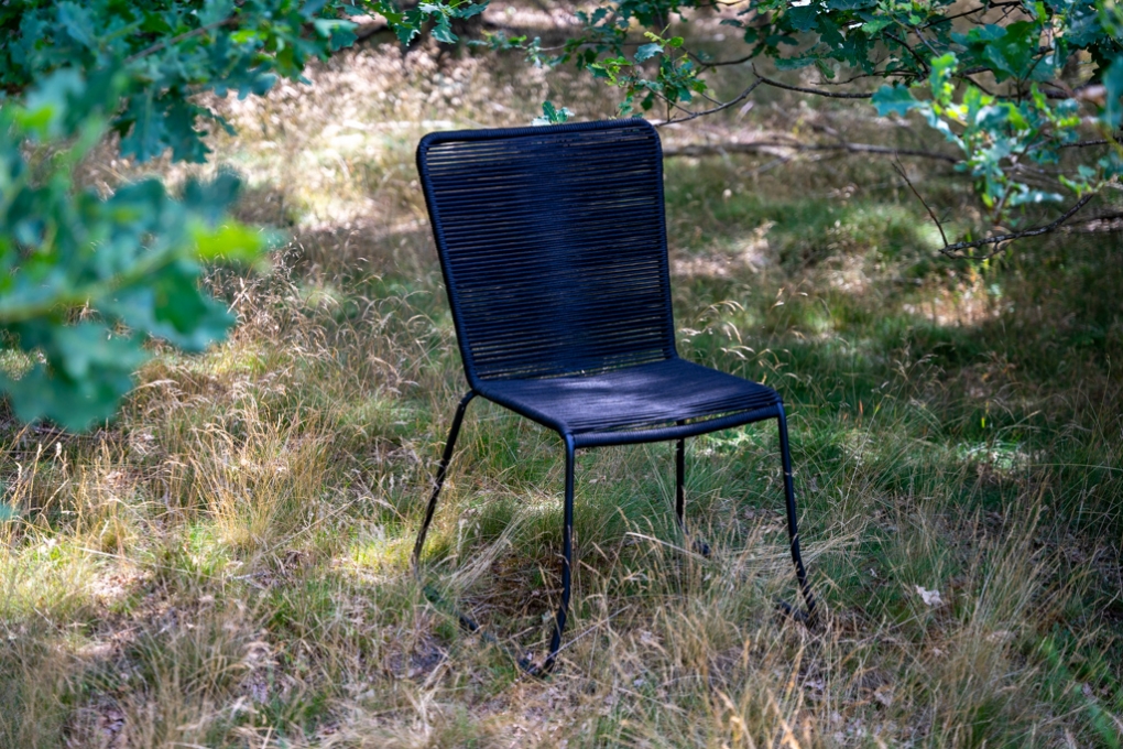 Gartensessel Gartenstuhl Outdoor-Seilstuhl Farbe Schwarz mit Eisen-Gestell in schwarz ISRA itemprop=