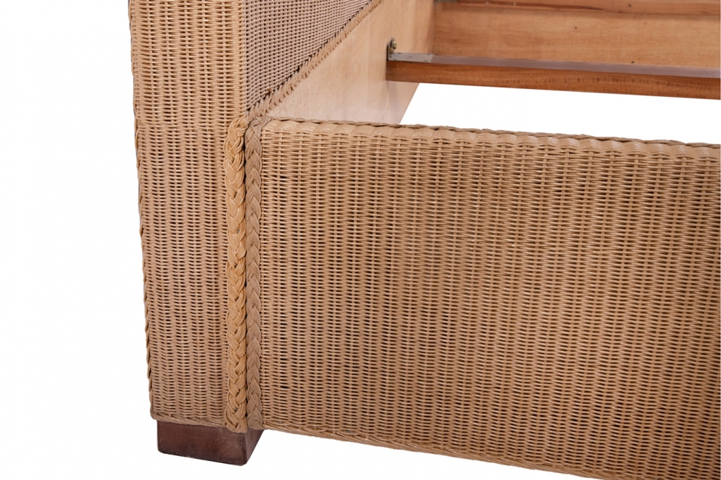 Loombett Korbbett Doppelbett Beige aus Loom-Geflecht 160 x 200 cm TUNIS itemprop=