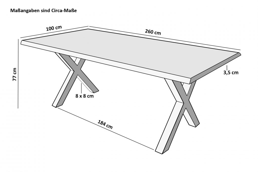 Esstisch Baumkante Akazie nussbaumfarben 260 x 100 cm X-Gestell schwarz FREDERIK itemprop=