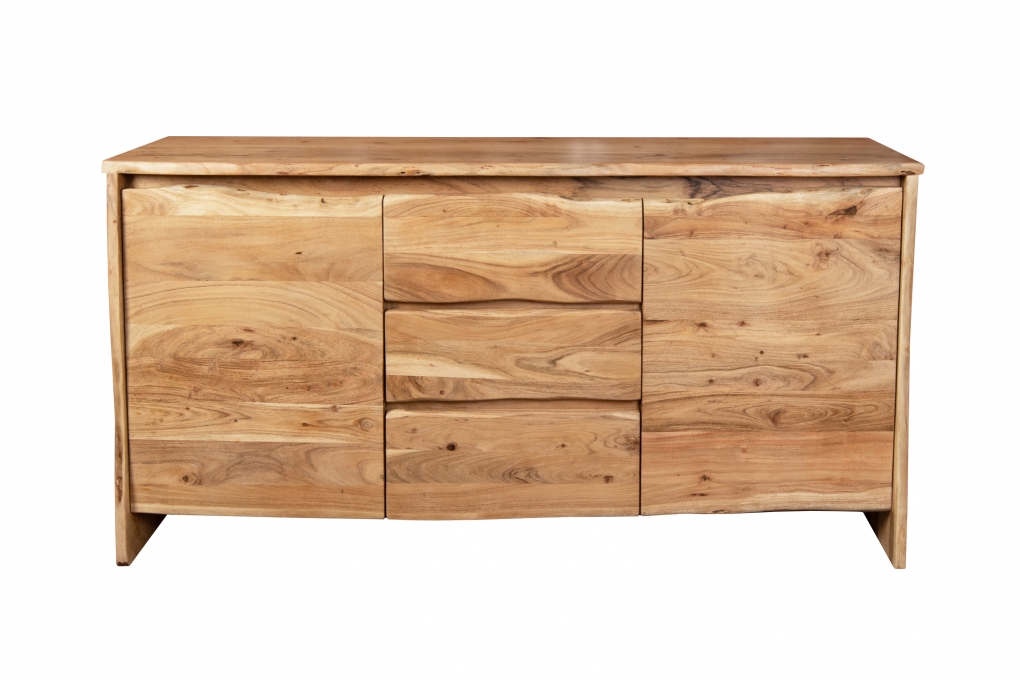 Sideboard Baumkante 170 x 45 x 90 cm Akazienholz massiv naturfarben DAHLIA itemprop=