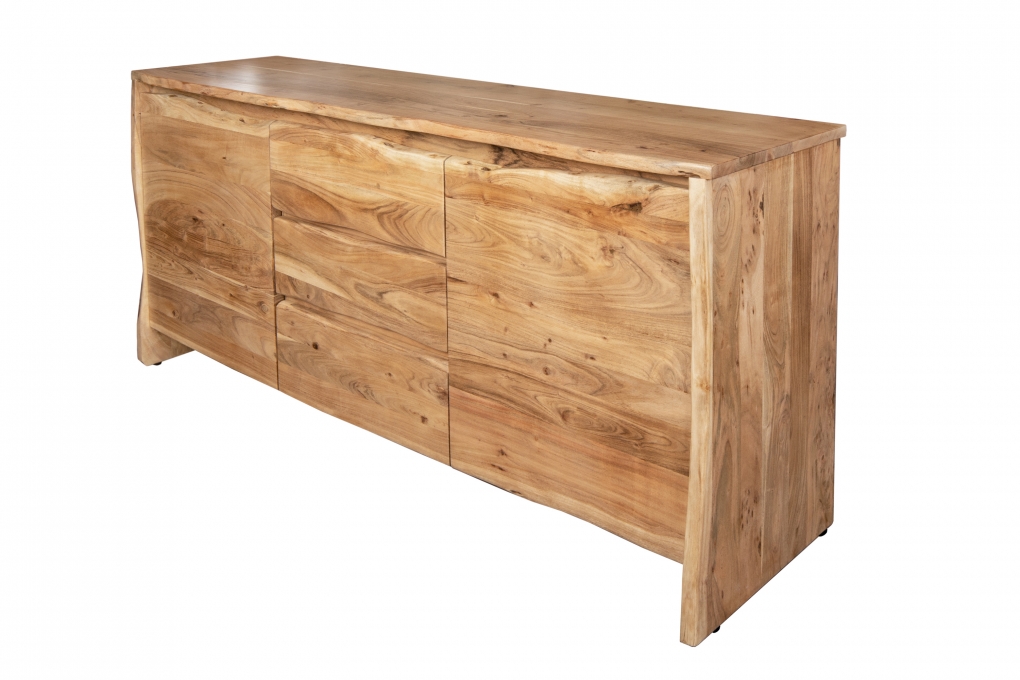 Sideboard Baumkante 170 x 45 x 90 cm Akazienholz massiv naturfarben DAHLIA itemprop=
