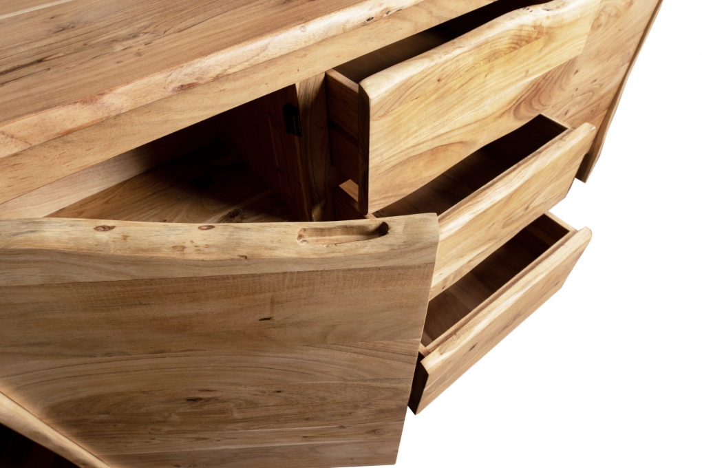 Sideboard Baumkante 170 x 45 x 90 cm Akazienholz massiv naturfarben DAHLIA itemprop=