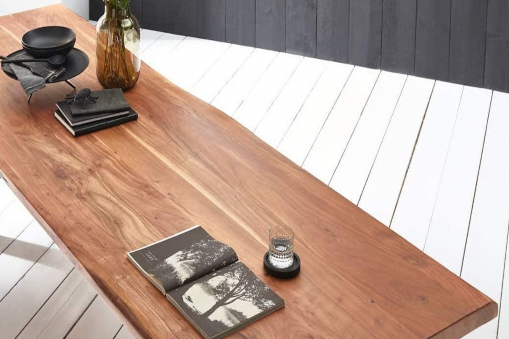 SAM® Esstisch Baumkante massiv Akazie natur 240 x 120 schwarz VALIN itemprop=