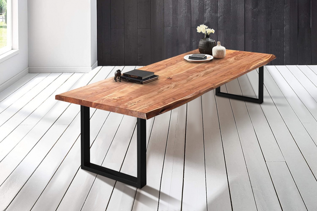 SAM® Esstisch Baumkante massiv Akazie natur 240 x 120 schwarz VALIN itemprop=