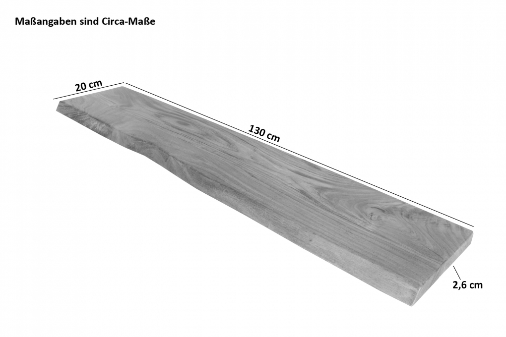 Steckboard mit Baumkante Wandregal Akazie massiv naturfarben lackiert 130 x 20 Amanda itemprop=