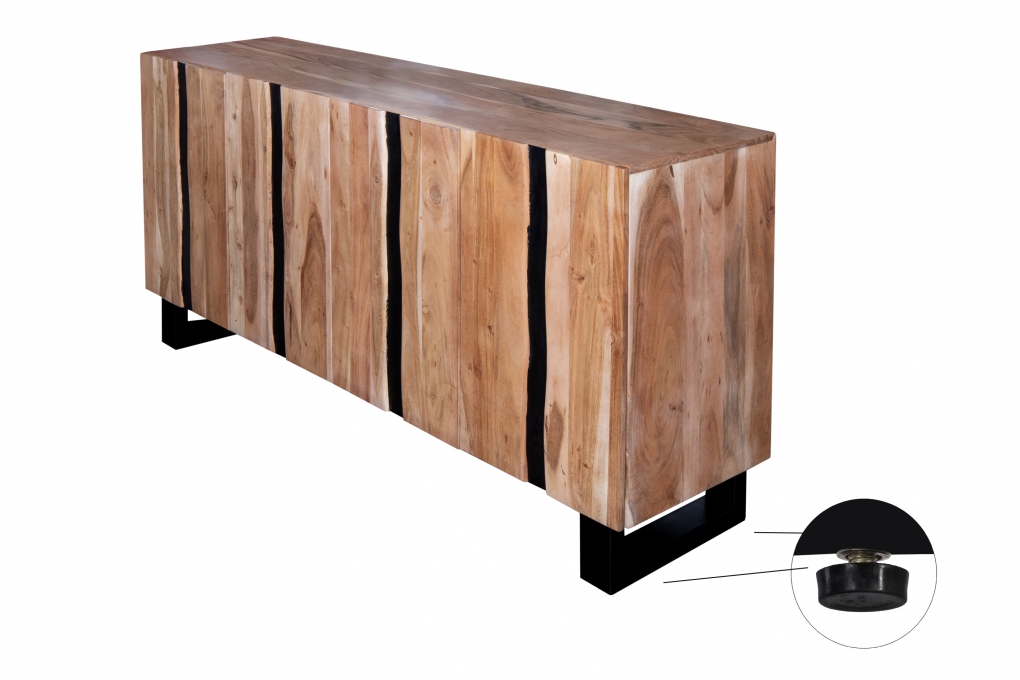 Sideboard Baumkante 180 x 85 x 45 cm Akazienholz massiv naturfarben Kyoto II itemprop=