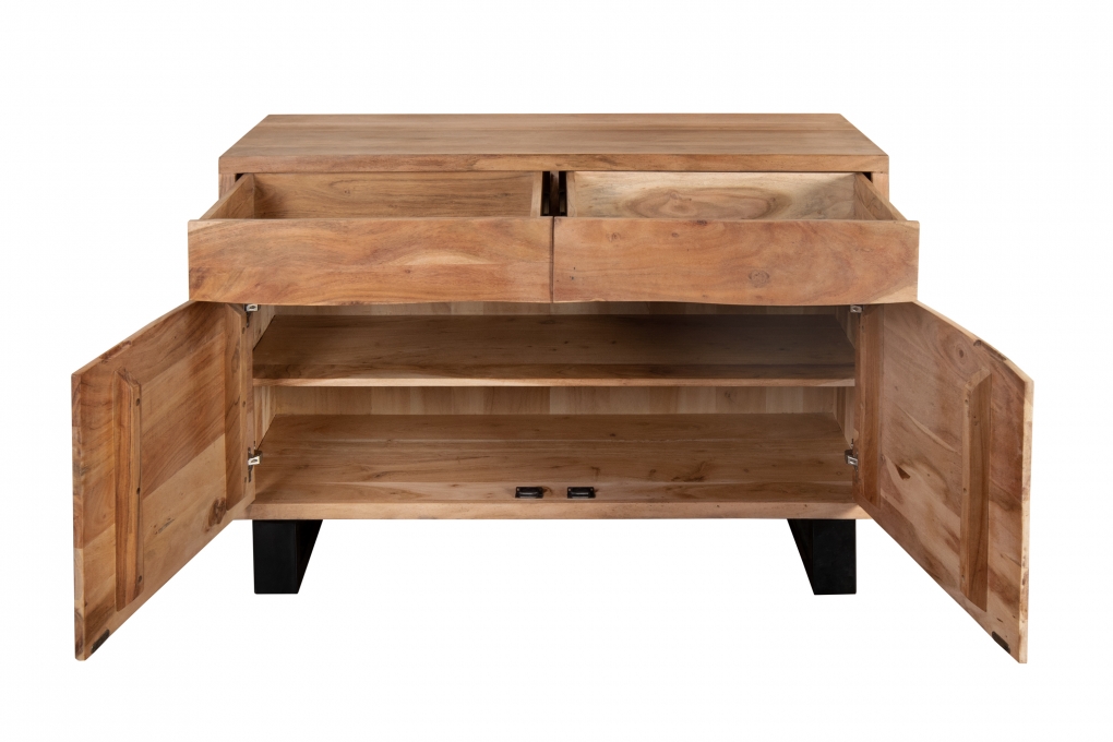 Sideboard Baumkante 120 x 70 cm Akazienholz massiv naturfarben Kyoto I itemprop=