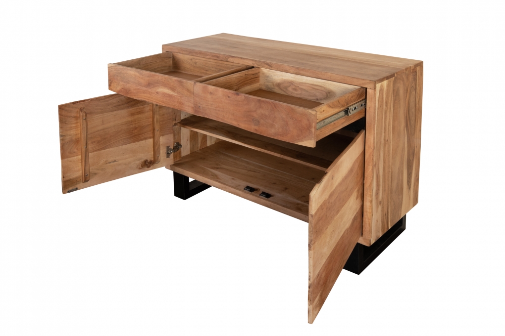 Sideboard Baumkante 120 x 70 cm Akazienholz massiv naturfarben Kyoto I itemprop=