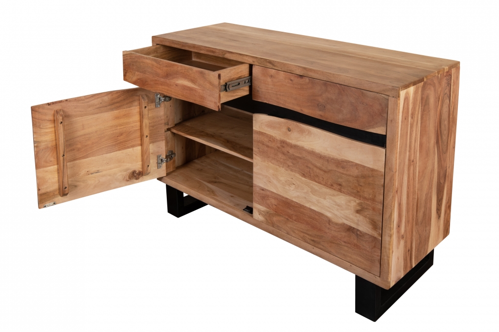 Sideboard Baumkante 120 x 70 cm Akazienholz massiv naturfarben Kyoto I itemprop=