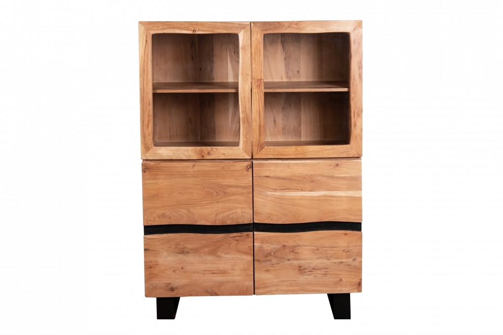 Highboard 103 x 148 cm Akazienholz naturfarben KYOTO I itemprop=