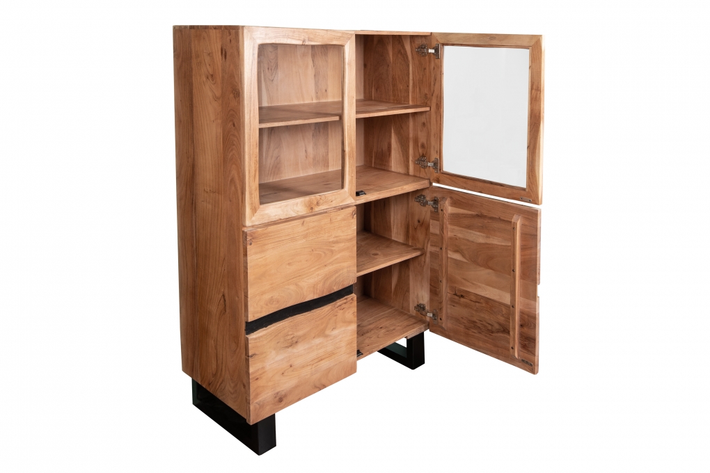 Highboard 103 x 148 cm Akazienholz naturfarben KYOTO I itemprop=