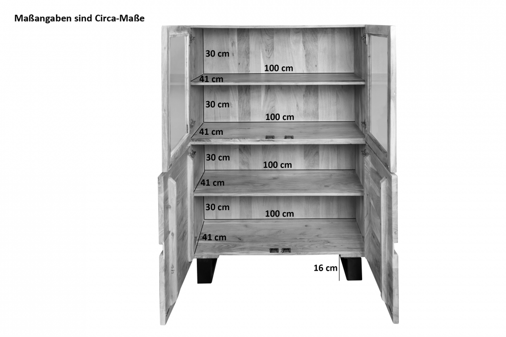 Highboard 103 x 148 cm Akazienholz naturfarben KYOTO I itemprop=