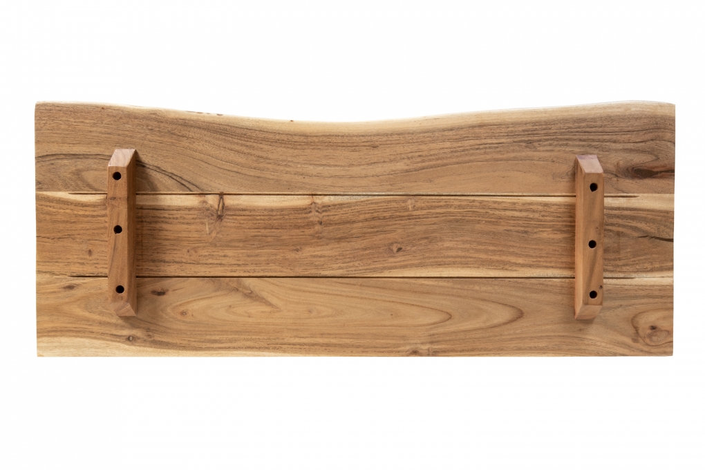 Holzplatte Arya mit echter Baumkante (einseitig), 80 x 30 cm, Akazienholz naturfarben, massiv & lackiert itemprop=