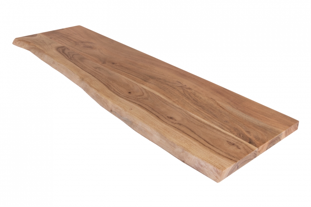 Holzplatte Arya mit echter Baumkante (einseitig), 100 x 30 cm, Akazienholz naturfarben, massiv & lackiert itemprop=