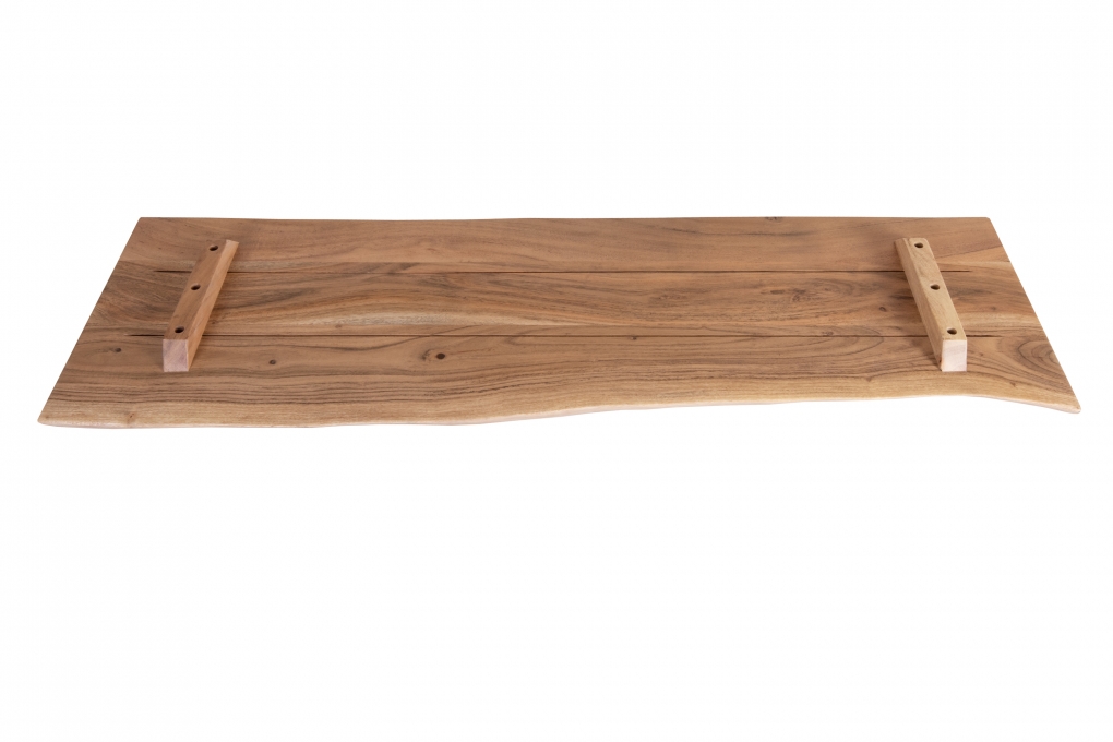 Holzplatte Arya mit echter Baumkante (einseitig), 100 x 30 cm, Akazienholz naturfarben, massiv & lackiert itemprop=