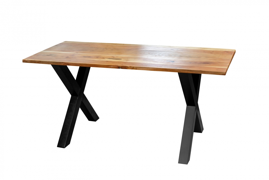 Esstisch 180 x 90 cm Akazie massiv naturfarben gerade Kante X-Gestell PALERMO itemprop=