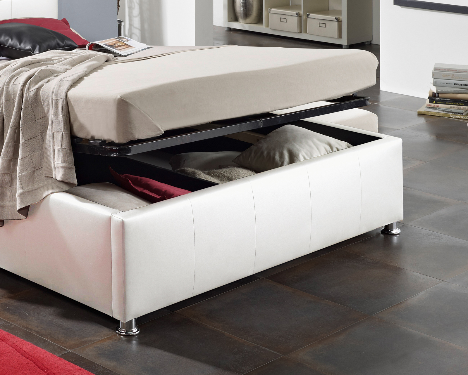 SAM® Design Bett 140 x 200 cm weiß KIRA Bettkasten Auf Lager