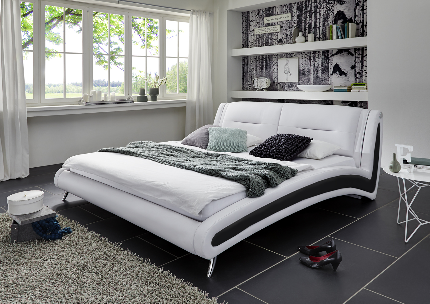 SAM® Design Bett 120 x 200 cm weiß/ inside schwarz SWING