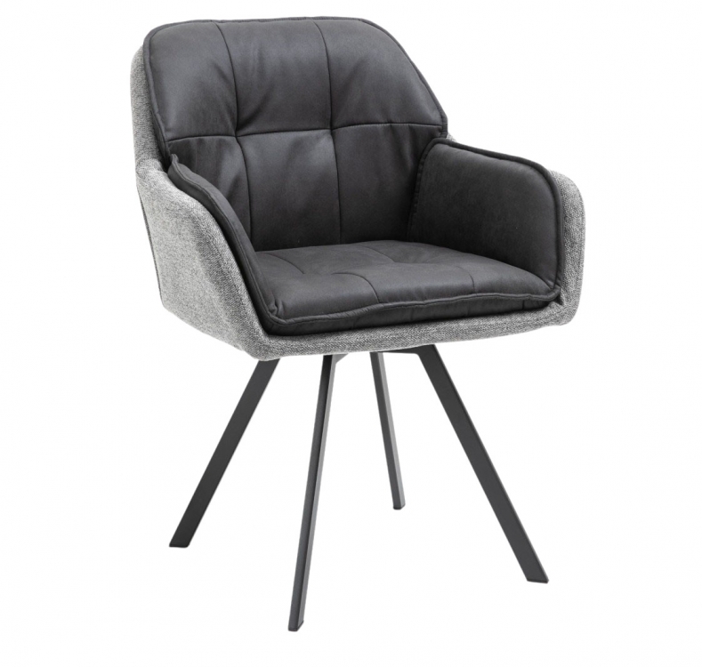Esszimmerstuhl Drehstuhl mit Armlehnen grau schwarz LUKAS | Stühle