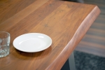Esstisch Baumkante massiv Akazie Nussbaum 140 x 80 A-Gestell silber CALI