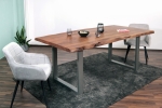Esstisch Baumkante massiv Akazie Nussbaum 280 x 100 U-Gestell silber CALI