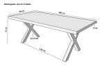 Esstisch Baumkante massiv Akazie Natur 180 x 90 X-Gestell silber CALI